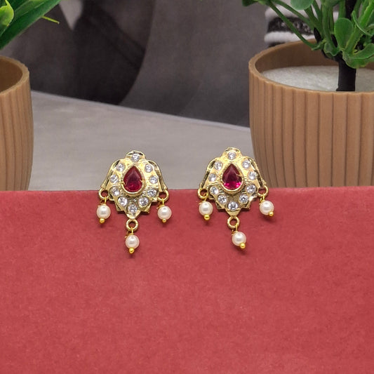 Traditional Moti Gold Drop Earrings
