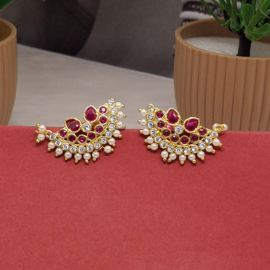 Traditional Moti Gold Drop Earrings
