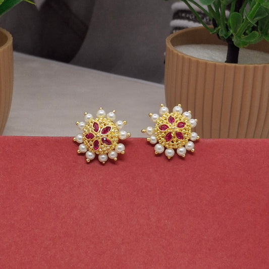 Traditional Moti Gold Studs