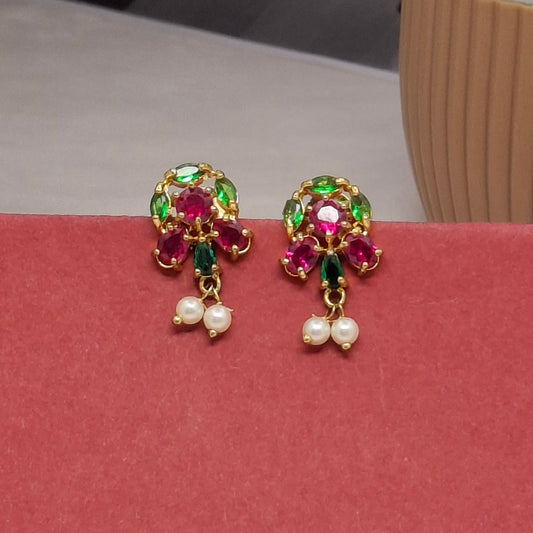 Traditional Moti Gold Drop Earrings