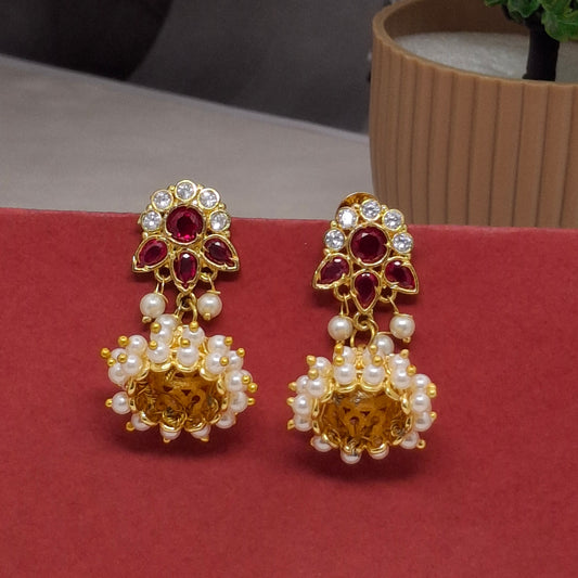 Traditional Moti Gold Jhumka