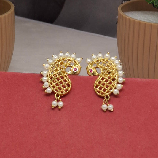 Traditional Moti Gold Drop Earrings