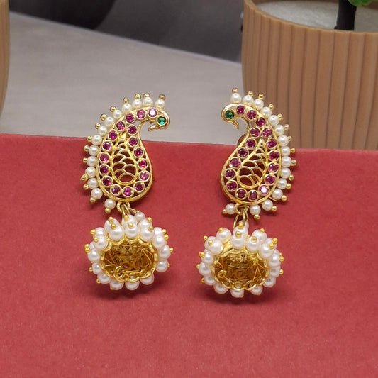 Traditional Moti Gold Jhumka
