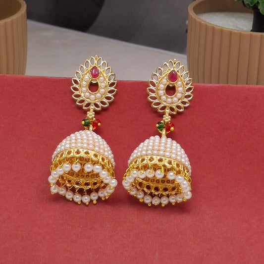 Traditional Moti Gold Jhumka