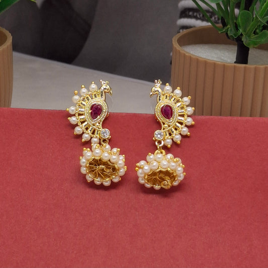 Traditional Moti Gold Jhumka