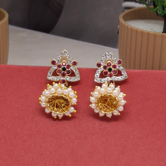 Traditional Moti Gold Jhumka