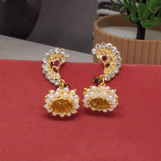 Traditional Moti Gold Jhumka