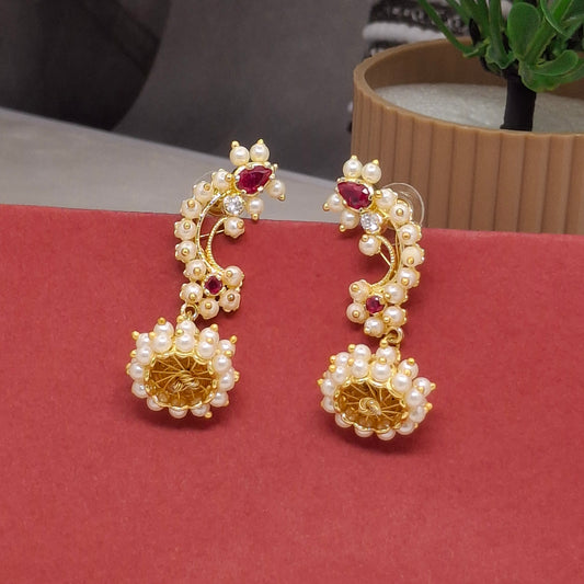 Traditional Moti Gold Jhumka