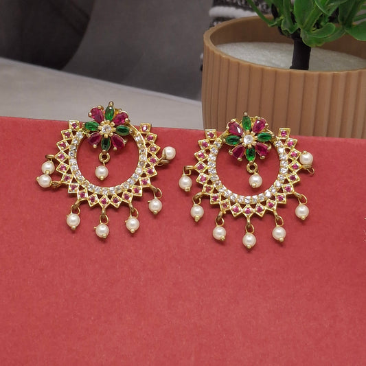 Traditional Moti Gold Drop Earrings