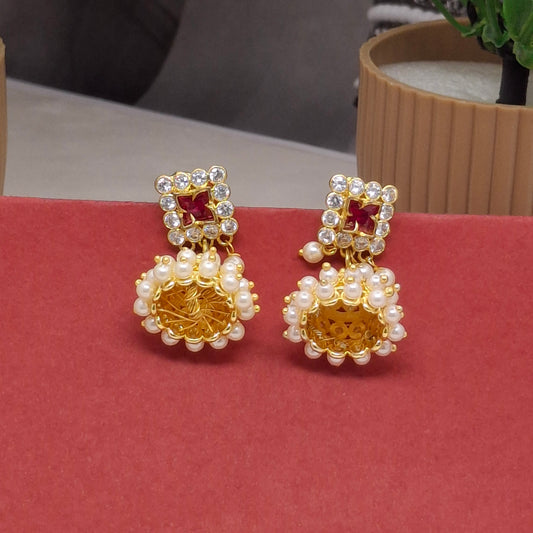 Traditional Moti Gold Jhumka
