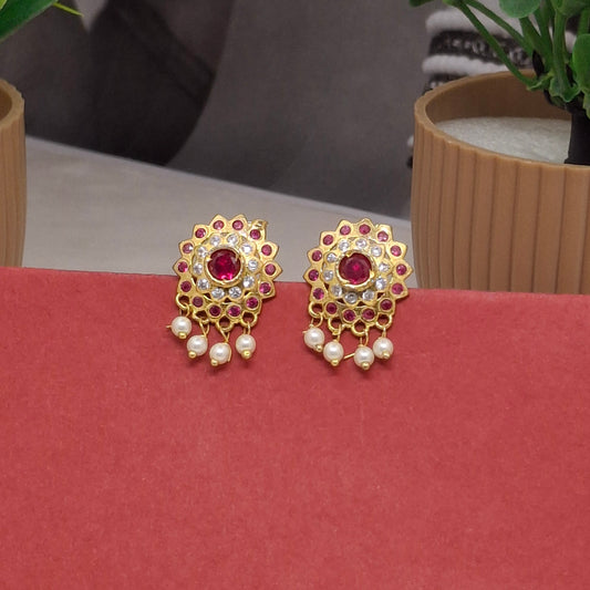 Traditional Moti Gold Drop Earrings