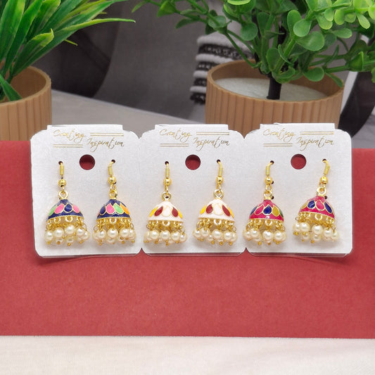 (Pack of 3) Royal Meenakari Danglers