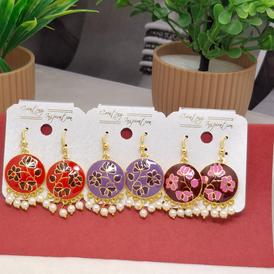 (Pack of 3) Royal Meenakari Danglers
