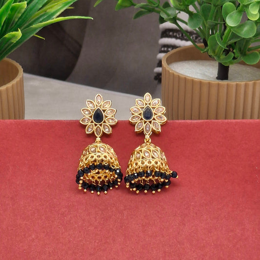 Kundan Matte Finish Festive Jhumkas