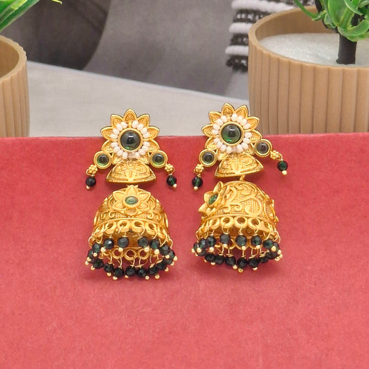 Traditional Temple/ Matte Finish Festive Jhumkas