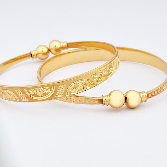 Engraved Design 3 | 8k Gold Plated Adjustable Bracelet Bangles