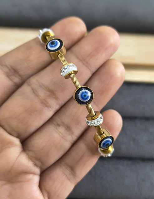 Anti Tarnish Evil Eye Magnetic Bracelet 18K Gold Plated