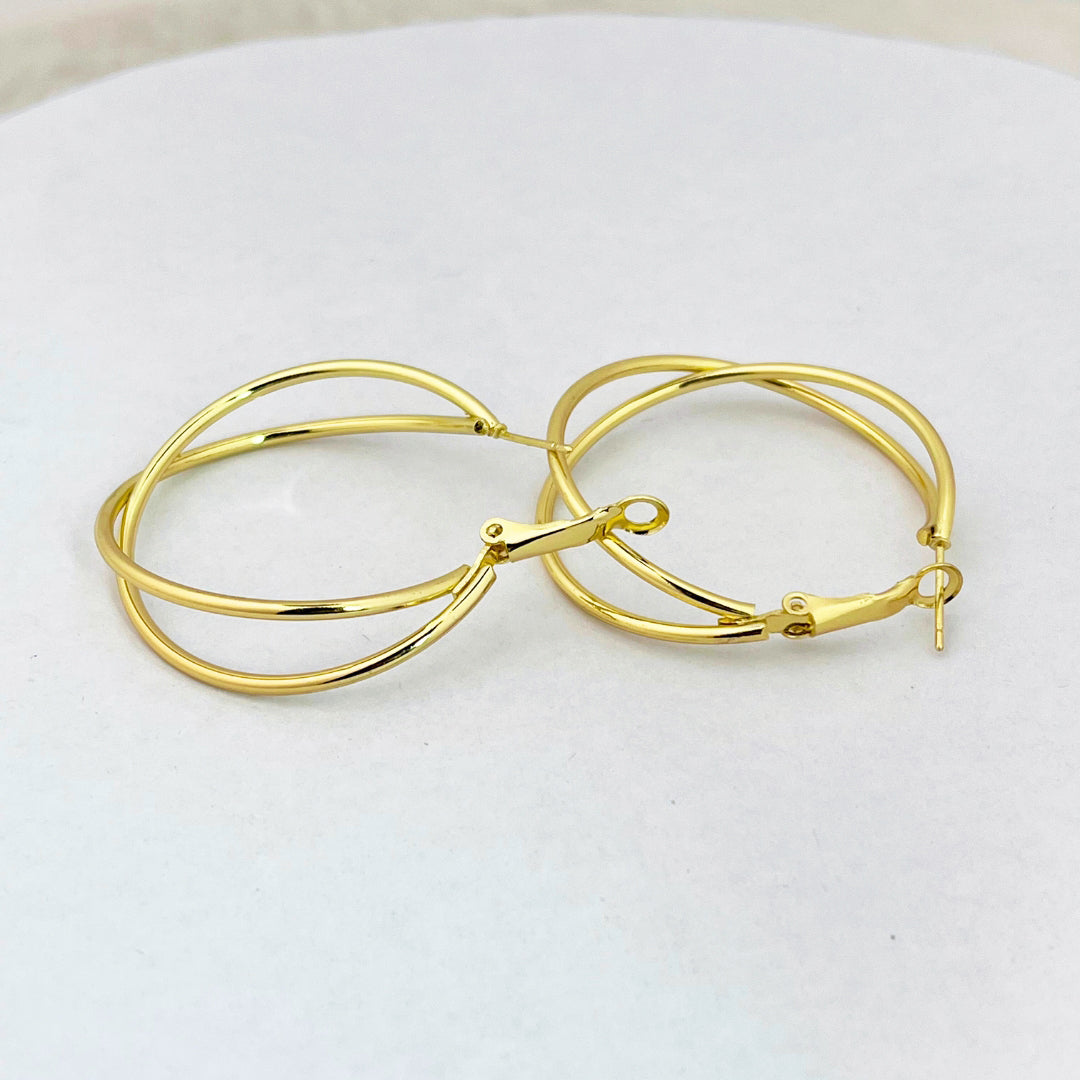 Fancy Double Hoops – Lightweight Medium Sized Earrings