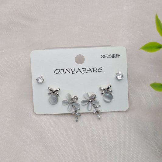 Fancy Stone & Pearl Studs Set