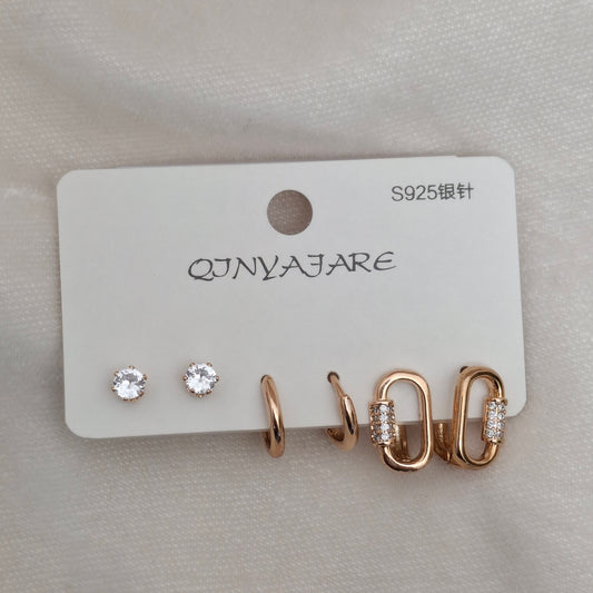 Fancy RoseGold Hoops Set