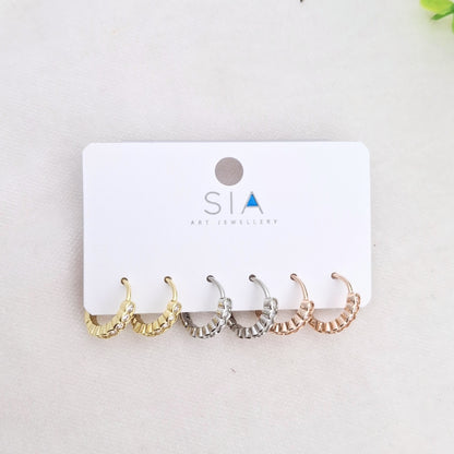 Designer Stone Hoops Set