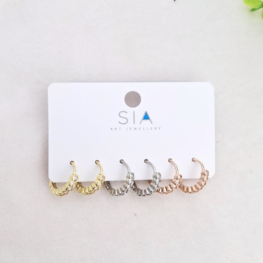 Designer Stone Hoops Set