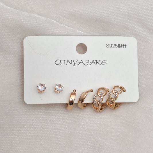Fancy RoseGold Hoops Set