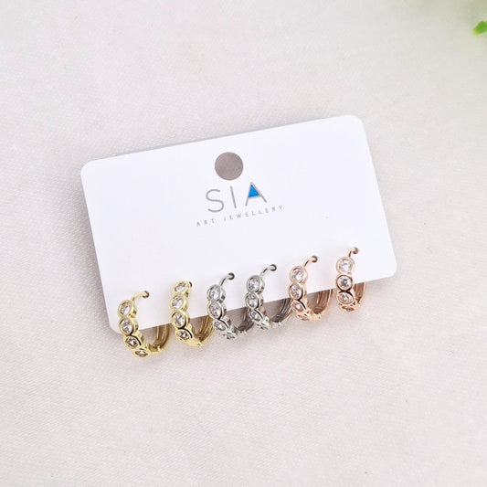 Designer Stone Hoops Set