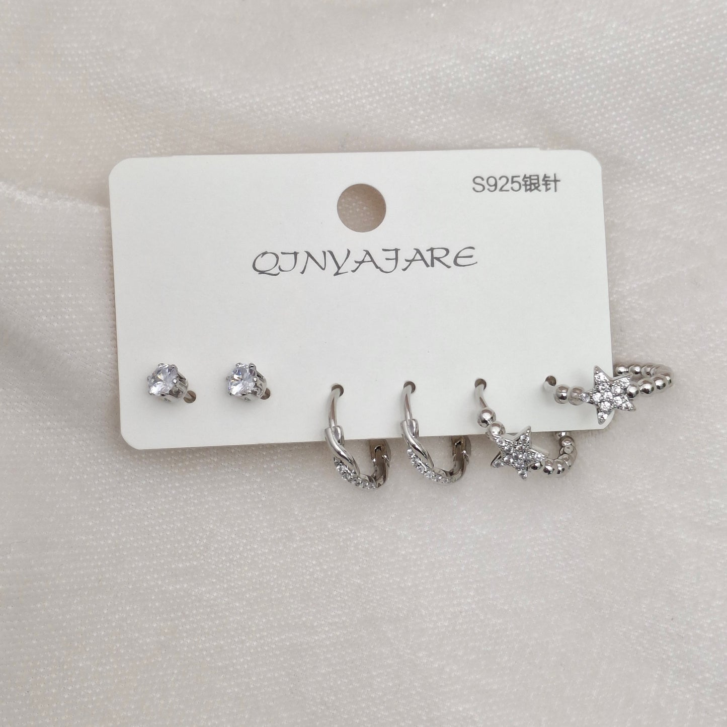 Fancy Silver Hoops Set