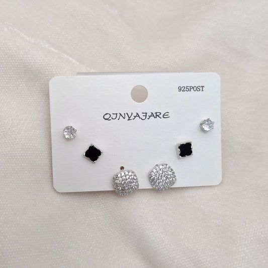 Fancy ADs & Czs Silver Studs Set