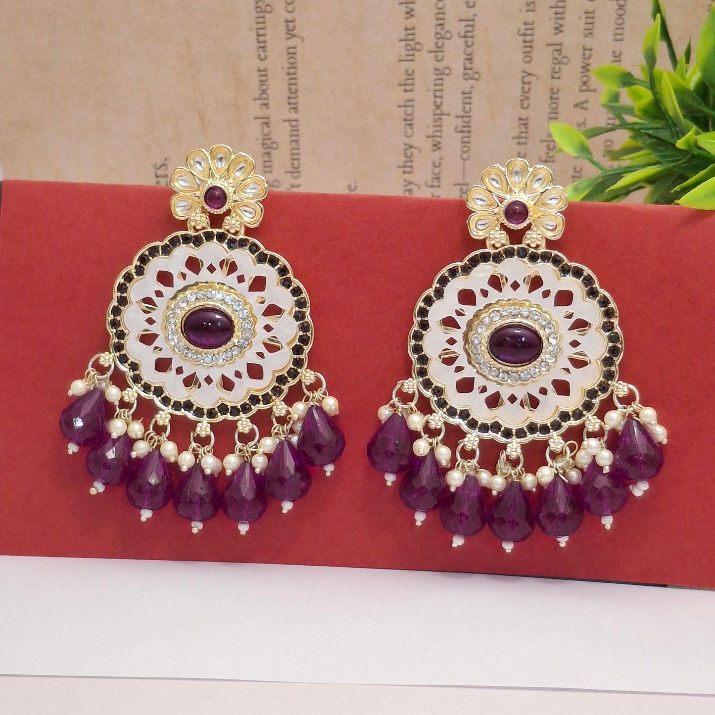 (Pack of 12) Kundan Chandbali Earrings