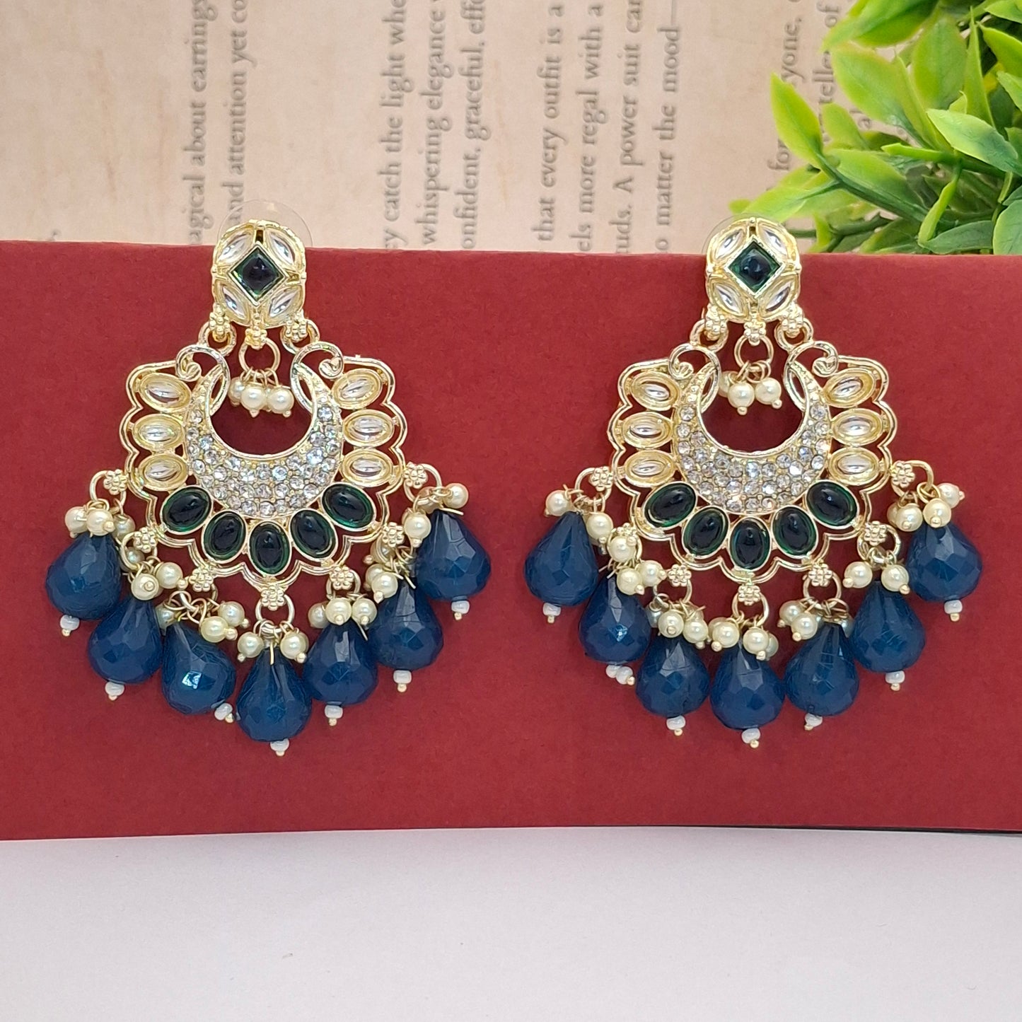 (Pack of 8) Kundan Chandbali Earrings