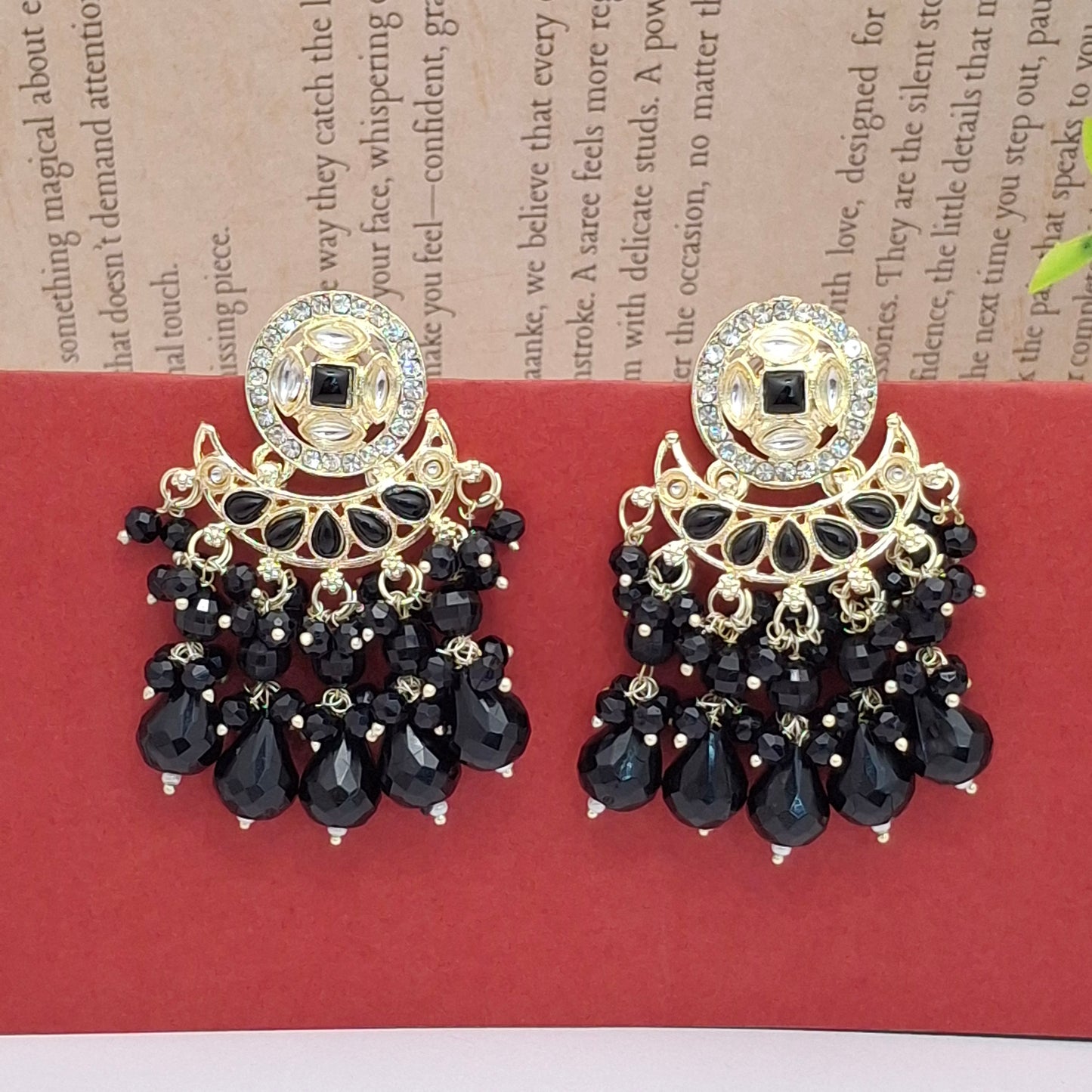 (Pack of 12) Kundan Chandbali Earrings