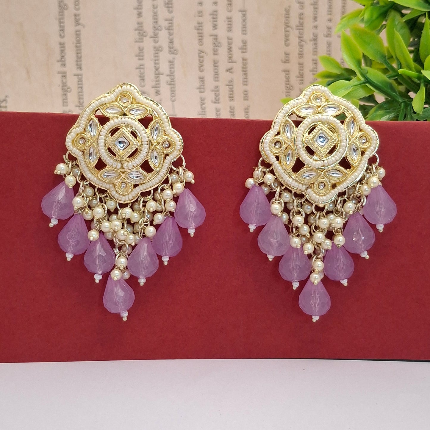 (Pack of 12) Kundan Chandbali Earrings