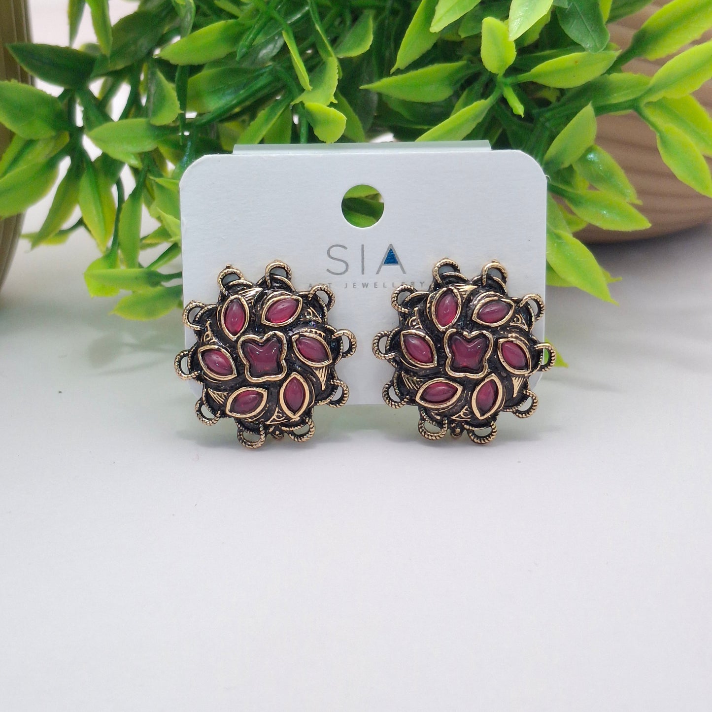 (Pack of 6) Big Oxidized Copper Studs