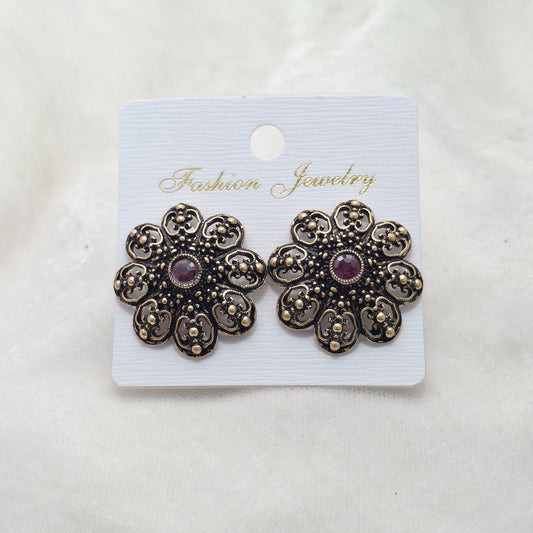 (Pack of 6) Big Floral Copper Studs