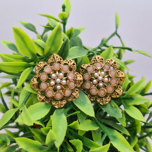 (Pack of 6) Floral Matte Temple Studs