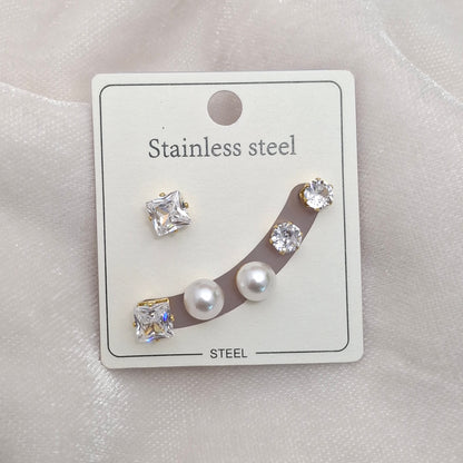 (Pack of 3) Mix Gold Studs Set