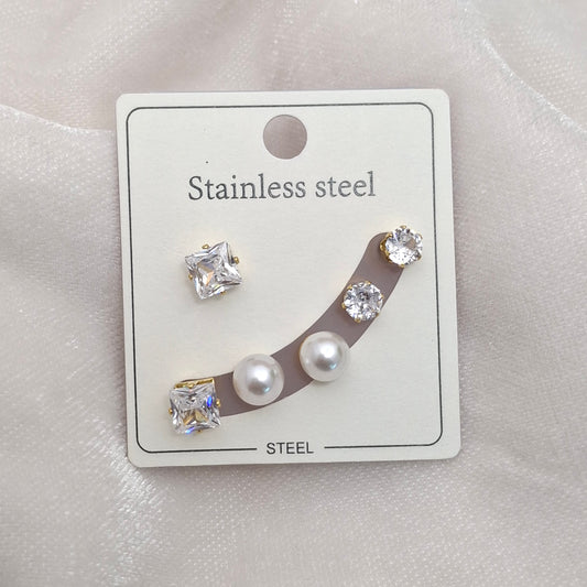 (Pack of 3) Mix Gold Studs Set