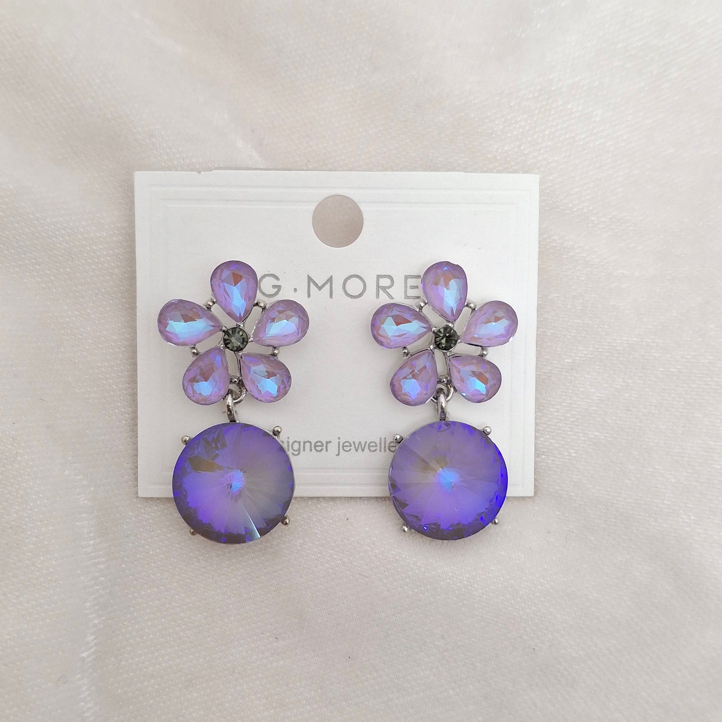 (Pack of 5) Floral Crystal Drop Earrings