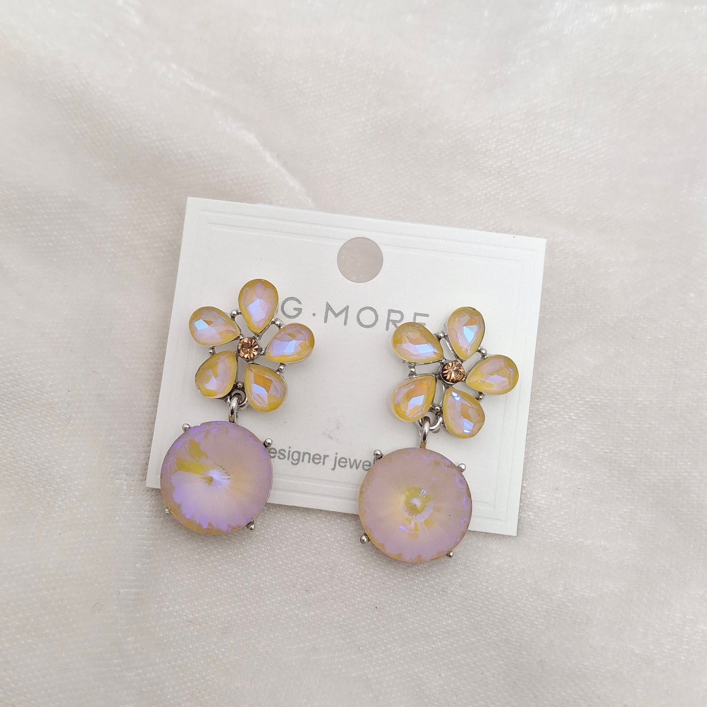(Pack of 5) Floral Crystal Drop Earrings