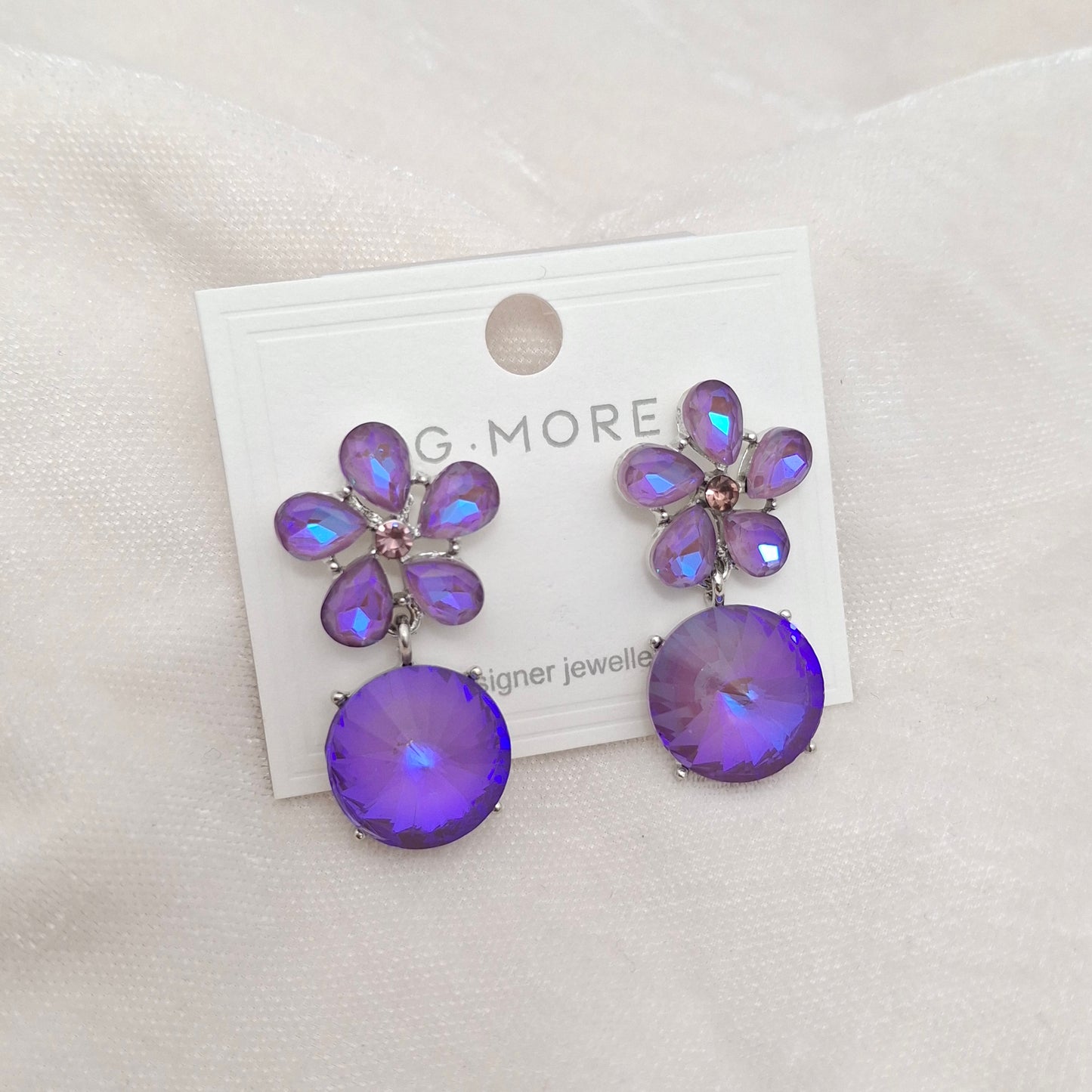 (Pack of 5) Floral Crystal Drop Earrings