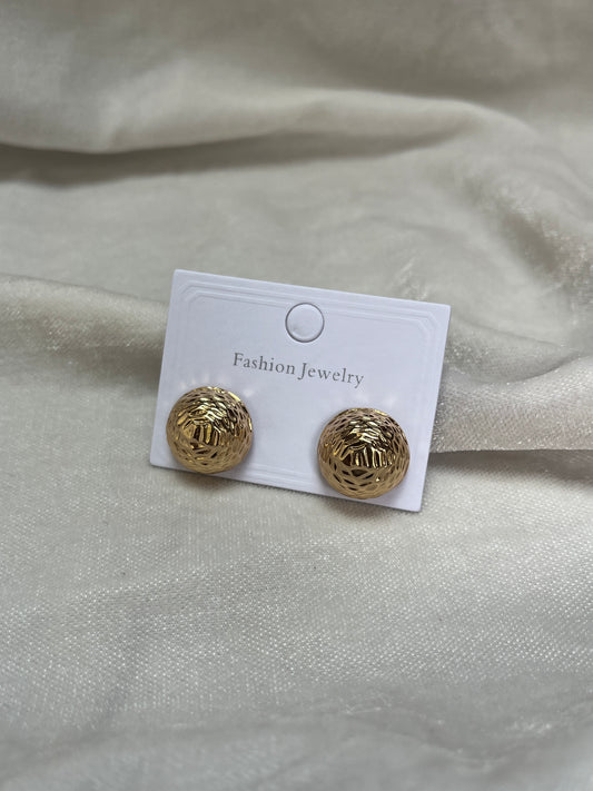 Gold Textured Stud Earrings
