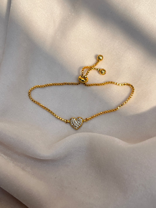 Gold-Plated FreeSize Heart Bracelet