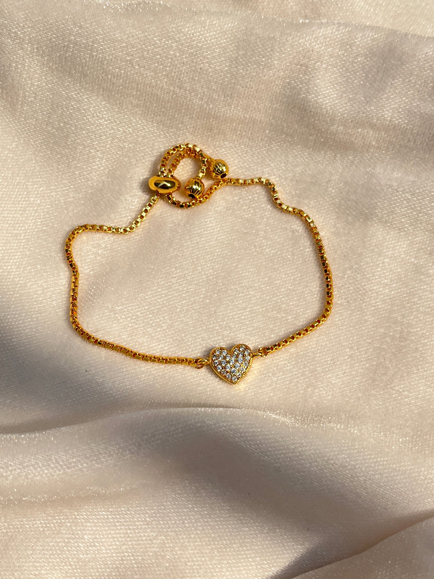 Gold-Plated FreeSize Heart Bracelet