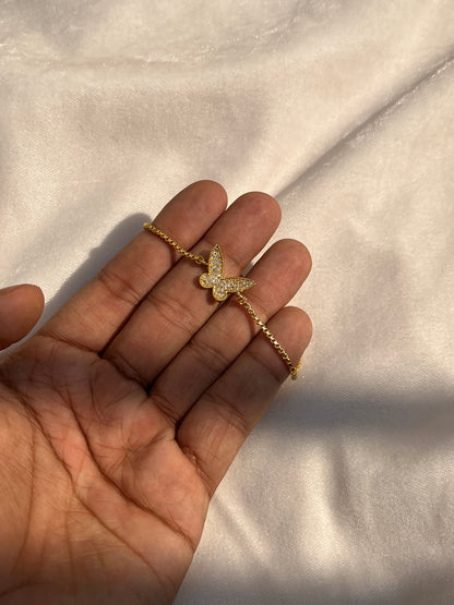 Gold-Plated Butterfly Bracelet (FreeSize)
