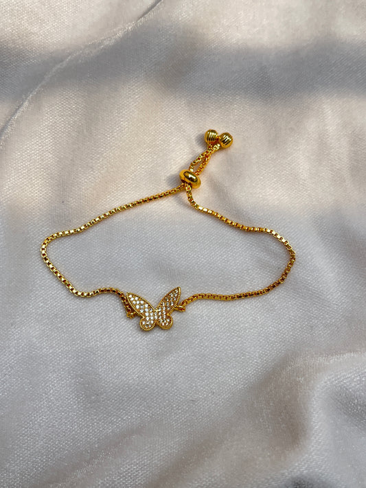Gold-Plated Butterfly Bracelet (FreeSize)