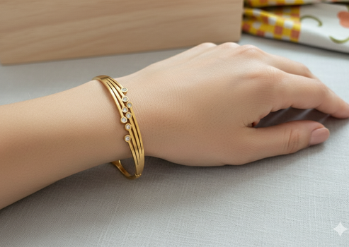 Anti Tarnish Shiny Layered Bracelet 18K Gold Plated