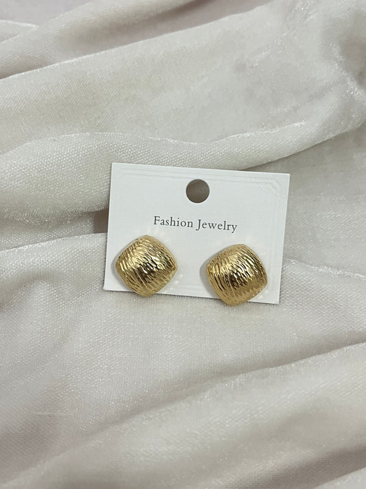 Gold Textured Stud Earrings