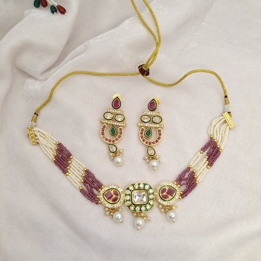 Kundan Beads Chokar Set
